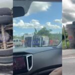 caminhão tomba e deixa rodovia engarrafada em Governador Mangabeira