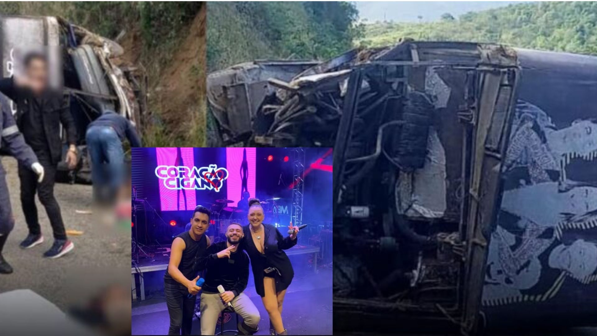 ônibus da banda Coração Cigano tomba na BA-263 e deixa seis feridos