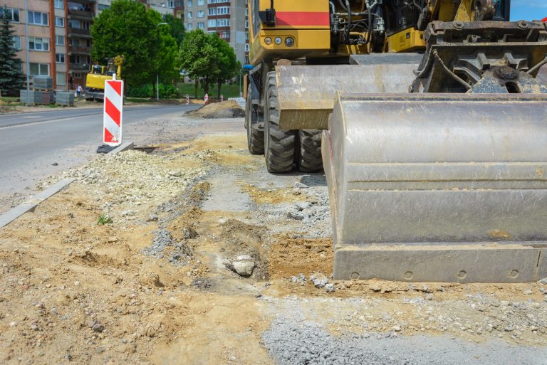 Uma calçada em obras