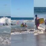 bombeiros do SALVAR resgatam rapaz na praia da Barra; veja vídeo