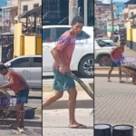 homem é flagrado furtando tampa de bueiro em plena luz do dia em São Cristóvão