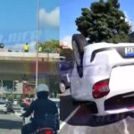 carro bate em lombada e fica de “pernas pro ar” no Canela; motorista tem ferimentos leves