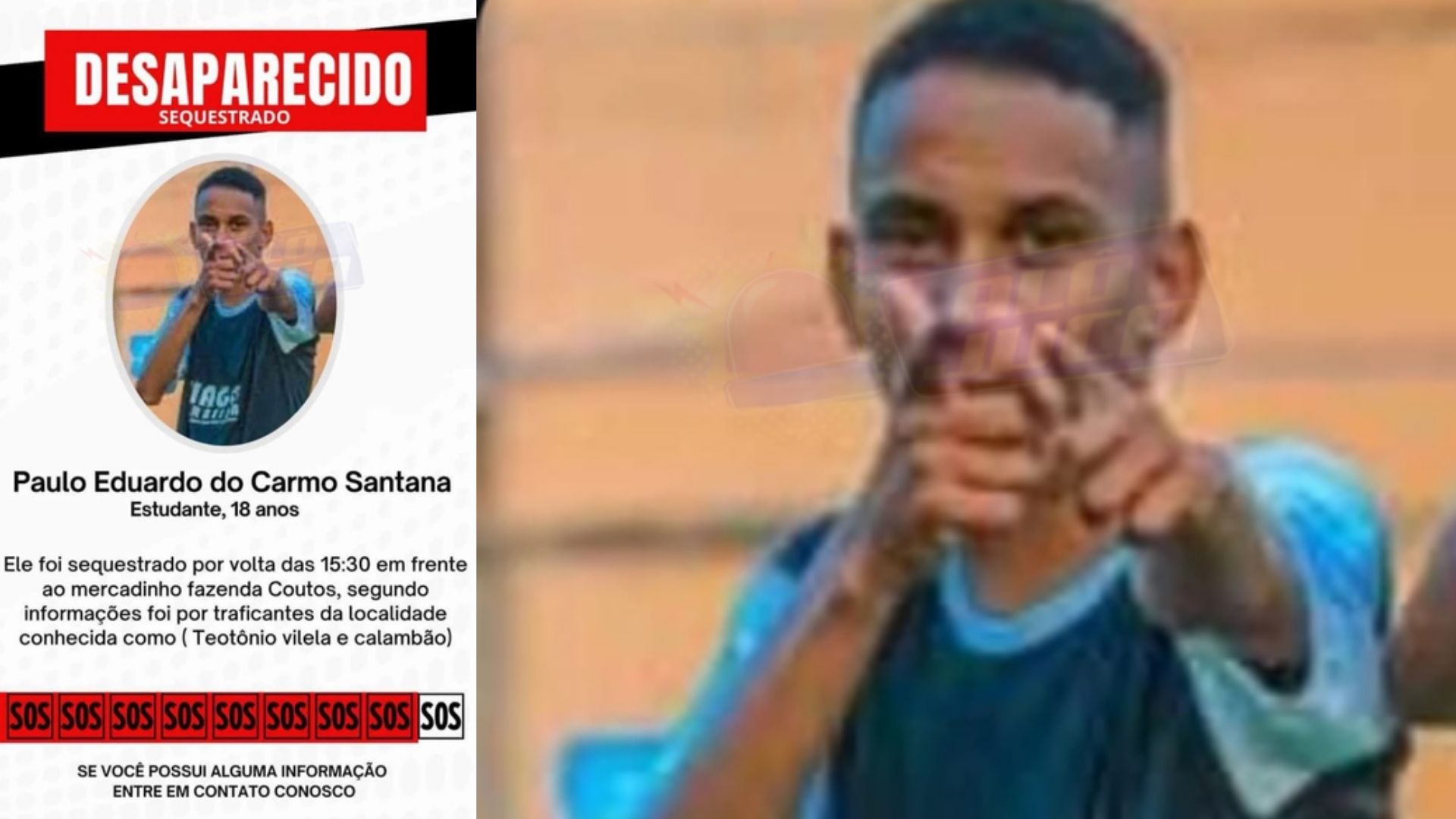 estudante é sequestrado por traficantes em frente a mercadinho no bairro de Fazenda Coutos