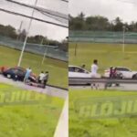 colisão entre carro e moto deixa 3 feridos e vítimas caídas na Avenida Paralela