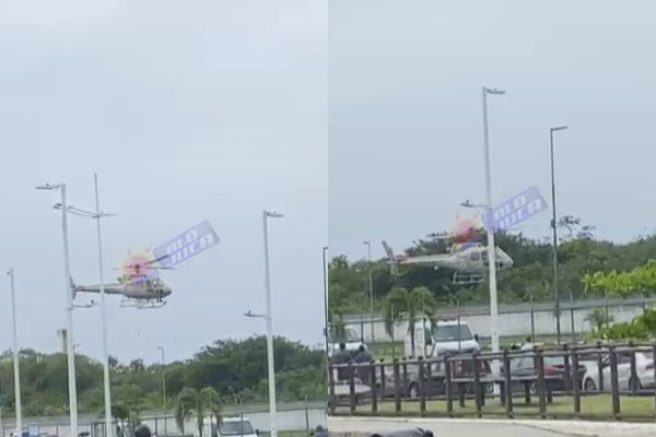 helicóptero do GRAER chega ao Hospital do Subúrbio com PMs feridos