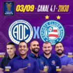 TV Aratu transmite final entre Bahia e Confiança ao vivo no canal 4.1