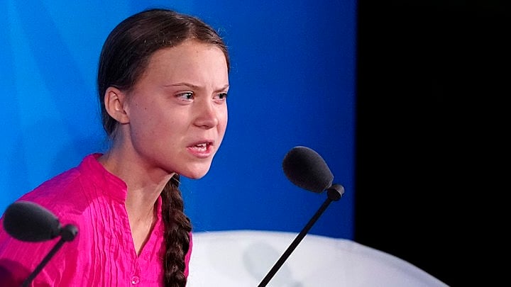 Greta Thunberg em discurso na ONU