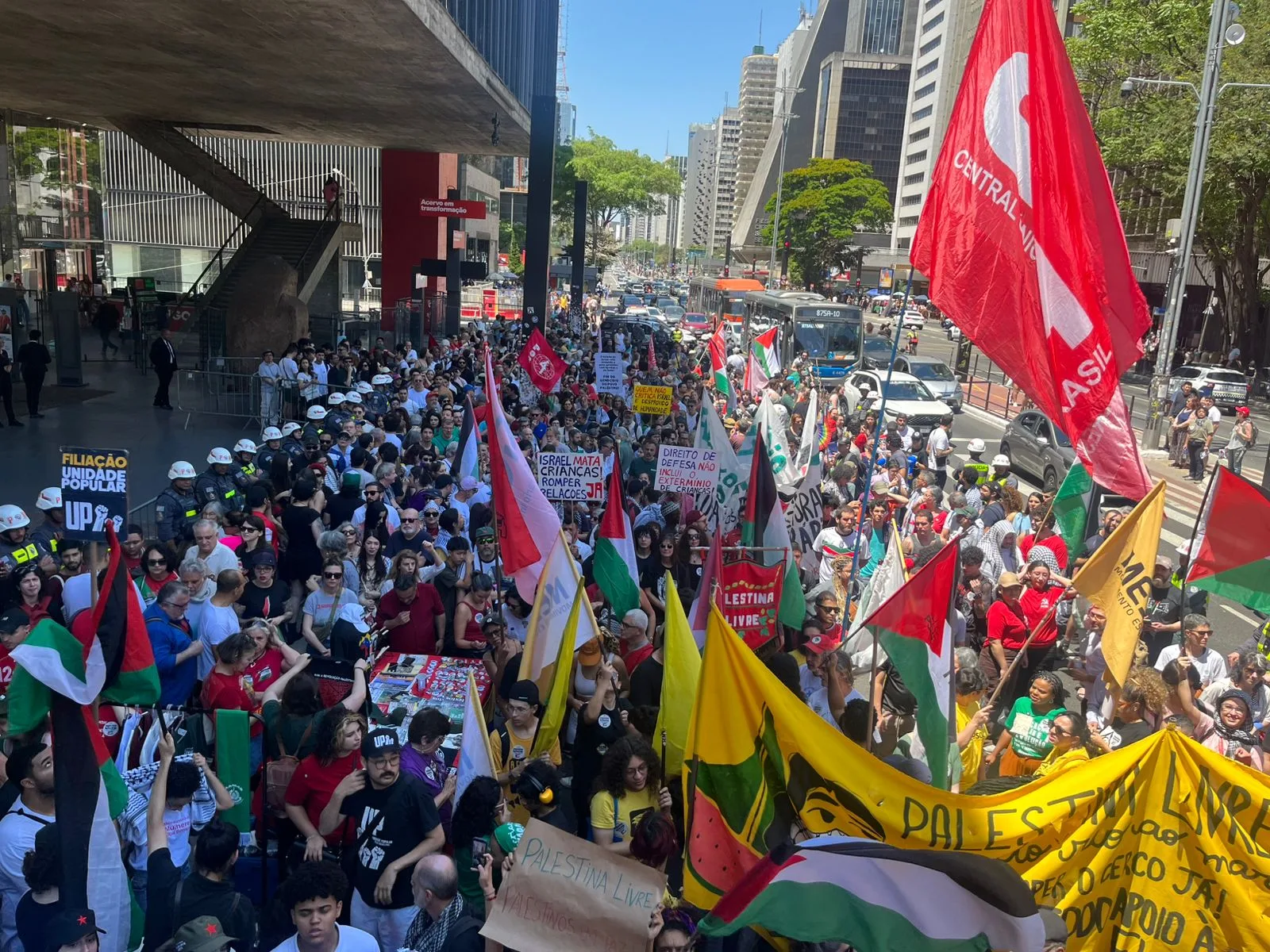 'Palestina Livre': ato na Av. Paulista ecoa grito de milhões mundo afora contra genocídio em Gaza