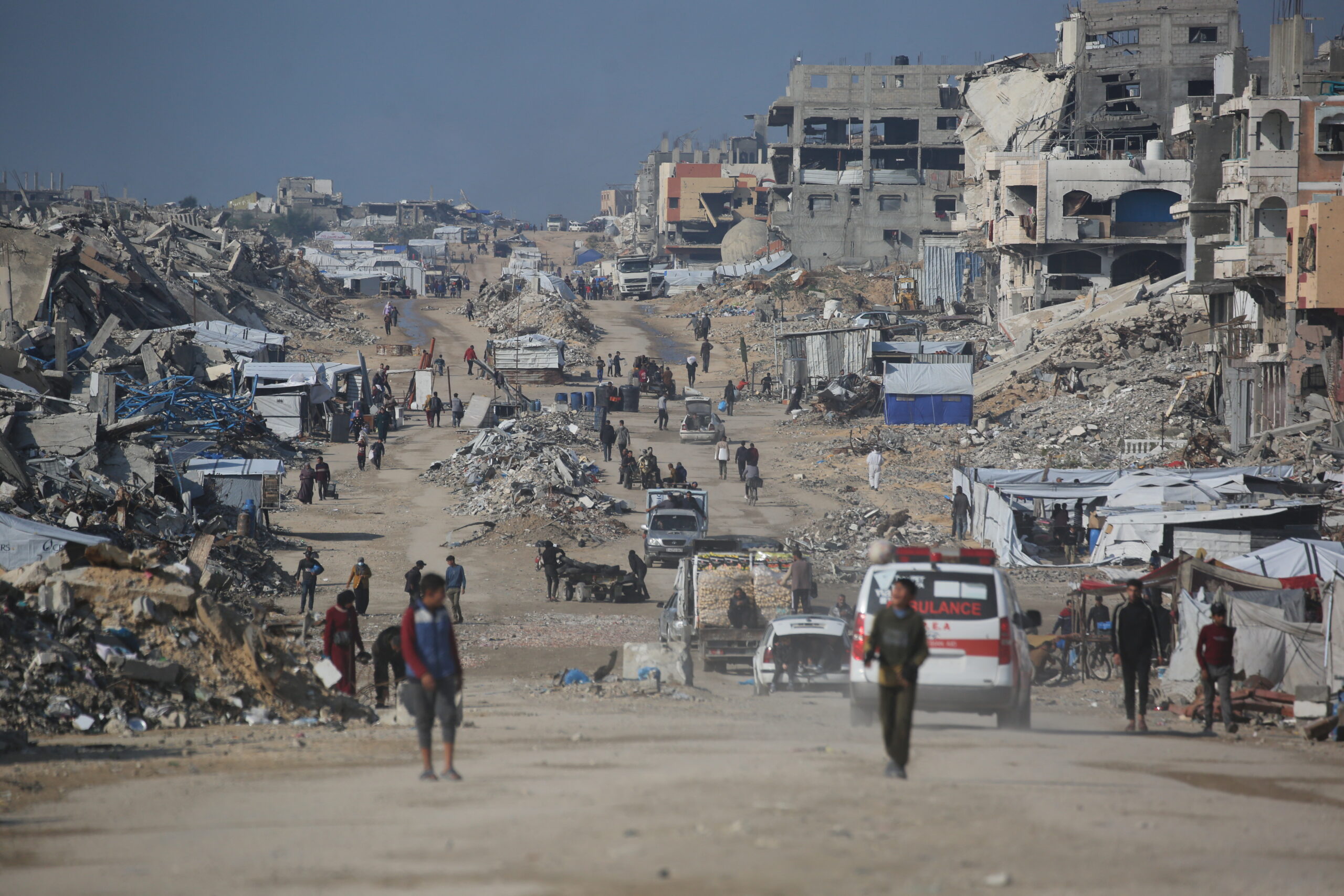 Território de Gaza foi completamente devastado pela agressão militar israelense.